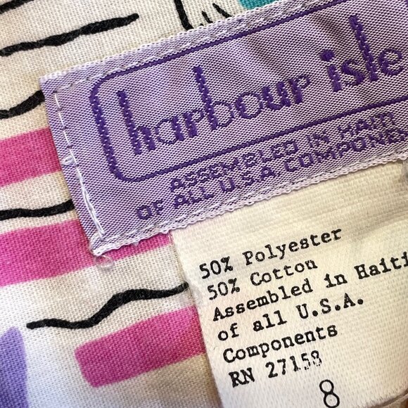 Vintage Harbour Isle Graphic Floral Summer Shirt Size 8 - Picture 4 of 7